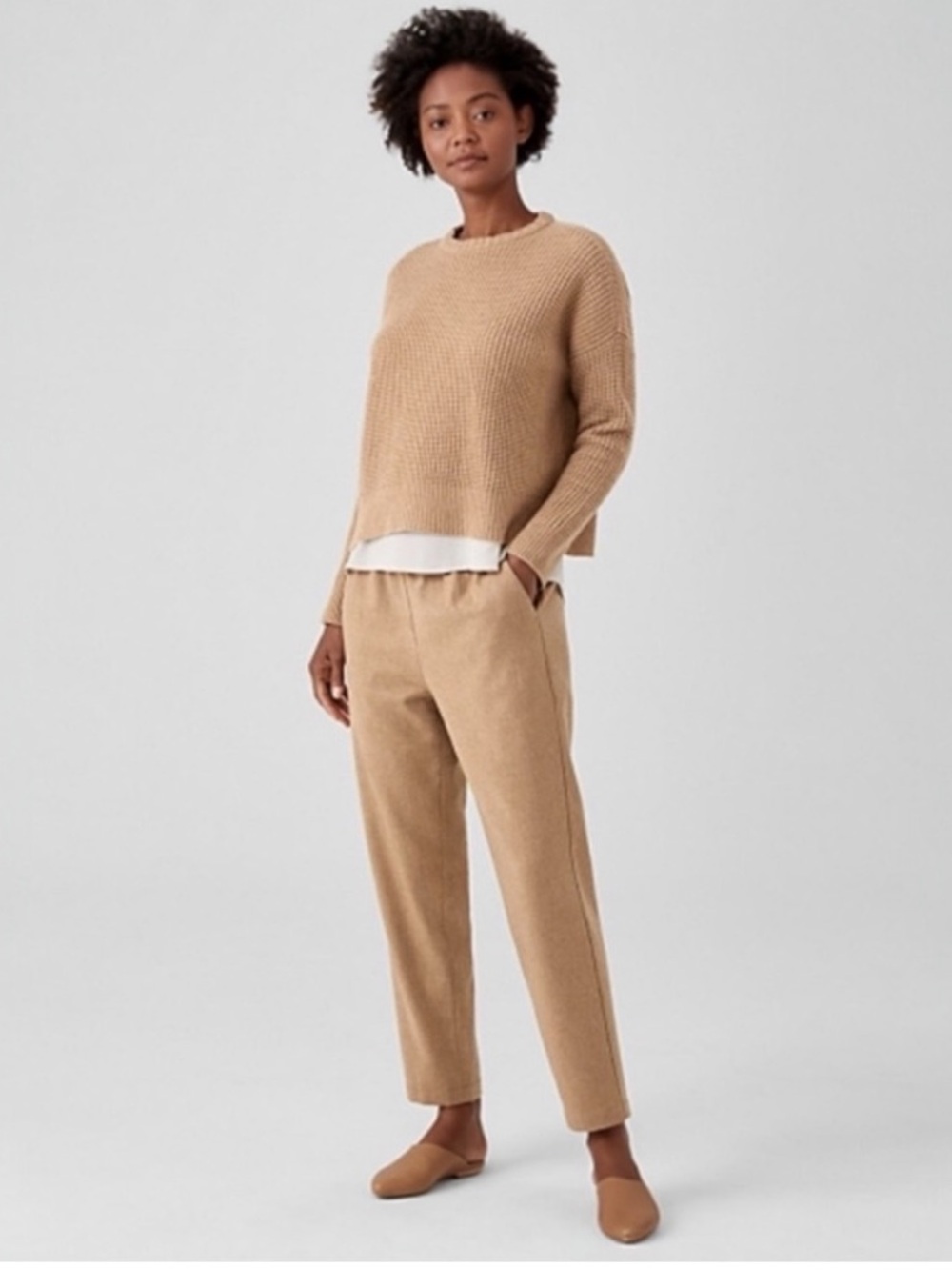 NWT Eileen Fisher Soft Wool Flannel Tapered Ankle Pant